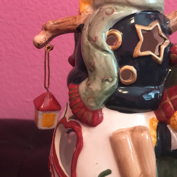 Snowman glass holiday decor with candle opening - Picture 3 of 6